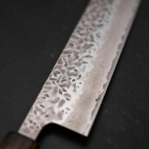 Kiritsuke AUS-10 Tsuchime Damascus Sumi Urushi Handle 210mm-[Musashi]-[Japanese-Kitchen-Knives]