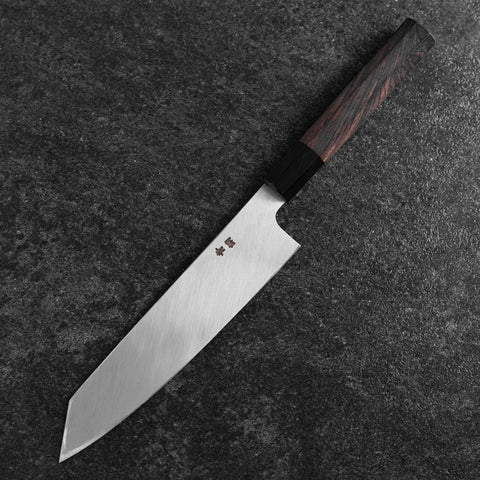 Kiritsuke Blue Steel #1 Suminagashi Buffalo Ebony Handle 200mm-[Musashi]-[Japanese-Kitchen-Knives]