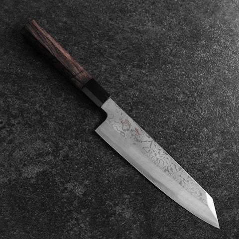 Kiritsuke Blue Steel #1 Suminagashi Buffalo Ebony Handle 200mm-[Musashi]-[Japanese-Kitchen-Knives]