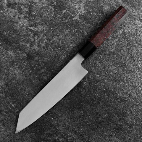 Kiritsuke Blue Steel #2 Kurouchi Nashiji Buffalo Walnut Handle 200mm (7.9”)-[Musashi]-[Japanese-Kitchen-Knives]