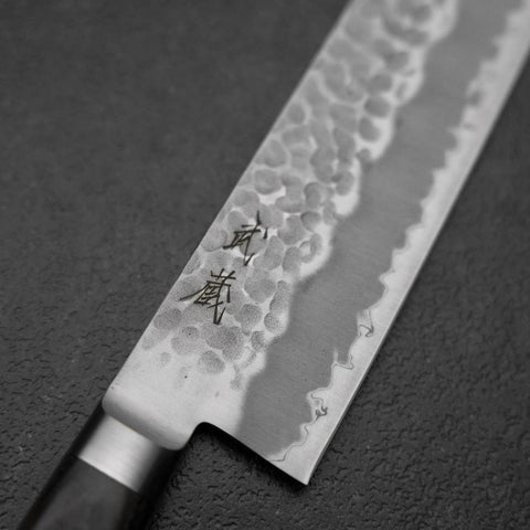 Kiritsuke Blue Super Tsuchime Brown Western Handle 210mm (8.3”)-[Musashi]-[Japanese-Kitchen-Knives]