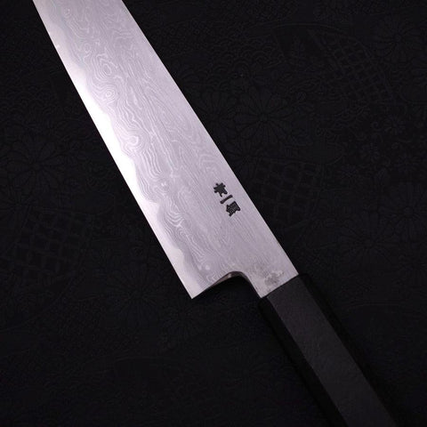Kiritsuke Blue Steel #1 Suminagashi Black Ishime Handle 200mm-[Musashi]-[Japanese-Kitchen-Knives]