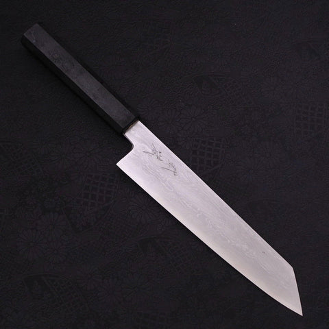 Kiritsuke Blue Steel #1 Suminagashi Black Ishime Handle 200mm-[Musashi]-[Japanese-Kitchen-Knives]