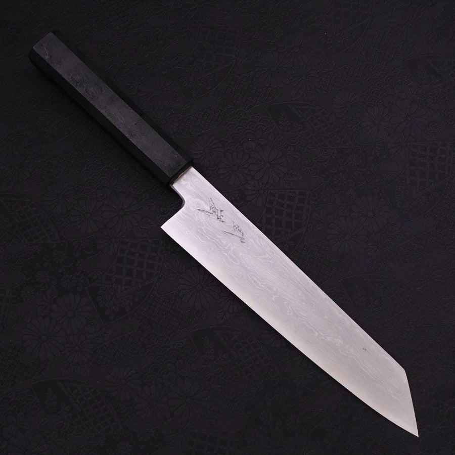 Kiritsuke Blue Steel #1 Suminagashi Black Ishime Handle 200mm-[Musashi]-[Japanese-Kitchen-Knives]