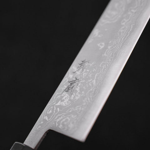 Kiritsuke Blue Steel #2 Damascus Buffalo Ebony Handle 210mm-[Musashi]-[Japanese-Kitchen-Knives]