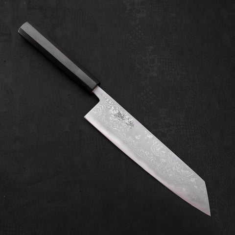 Kiritsuke Blue Steel #2 Damascus Buffalo Ebony Handle 210mm-[Musashi]-[Japanese-Kitchen-Knives]