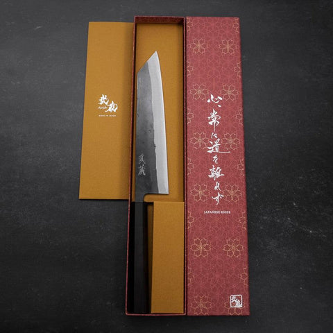 Kiritsuke Blue Steel #2 Kurouchi Buffalo Ebony Handle 210mm-[Musashi]-[Japanese-Kitchen-Knives]