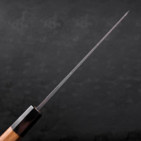 Kiritsuke Blue Steel #2 Kurouchi Damascus Buffalo Teak Handle 210mm-[Musashi]-[Japanese-Kitchen-Knives]