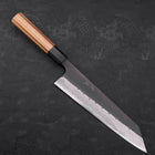 Kiritsuke Blue Steel #2 Kurouchi Damascus Buffalo Teak Handle 210mm-[Musashi]-[Japanese-Kitchen-Knives]