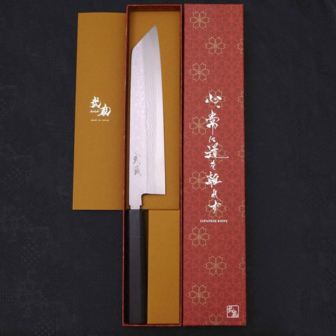 Kiritsuke Blue Steel #2 Suminagashi Mango de Ébano con Cuerno de Búfalo 240mm