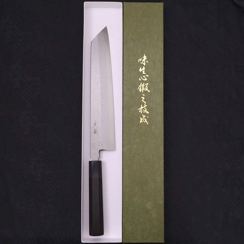 Kiritsuke Blue Steel #2 Suminagashi Mango de Ébano con Cuerno de Búfalo 270mm