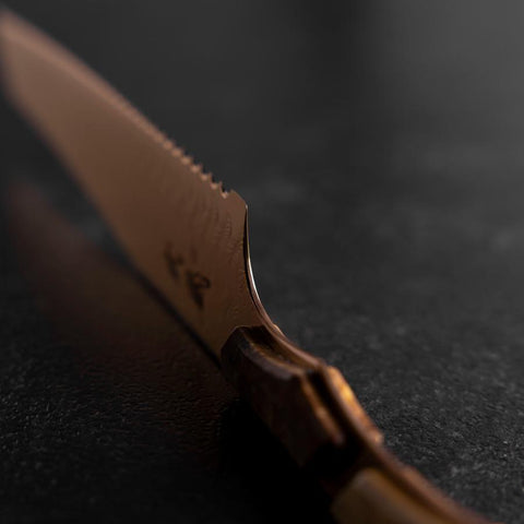 Kiritsuke Bread knife VG-10 Mirror Damascus Maple Handle 210mm - Brown (8.3”)-[Musashi]-[Japanese-Kitchen-Knives]