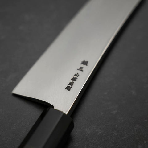 Kiritsuke Deba Honyaki Silver Steel #3 Mirror Buffalo Ebony Handle 180mm-[Musashi]-[Japanese-Kitchen-Knives]