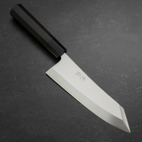 Kiritsuke Deba Honyaki Silver Steel #3 Mirror Buffalo Ebony Handle 180mm-[Musashi]-[Japanese-Kitchen-Knives]