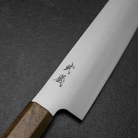 Kiritsuke Gyuto Blue Steel #2 Polished Stainless Clad Olive Handle 210mm-[Musashi]-[Japanese-Kitchen-Knives]