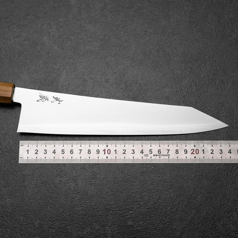 Kiritsuke Gyuto Blue Steel #2 Polished Stainless Clad Olive Handle 240mm-[Musashi]-[Japanese-Kitchen-Knives]