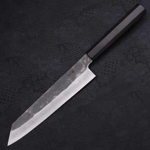 Kiritsuke Gyuto Blue Steel #1 Kurouchi Suminagashi Buffalo Ebony Handle 200mm-[Musashi]-[Japanese-Kitchen-Knives]