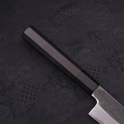 Kiritsuke Gyuto Blue Steel #1 Kurouchi Suminagashi Buffalo Ebony Handle 200mm-[Musashi]-[Japanese-Kitchen-Knives]
