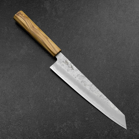 Kiritsuke Gyuto Silver Steel #3 Nashiji Olive Handle 205mm-[Musashi]-[Japanese-Kitchen-Knives]