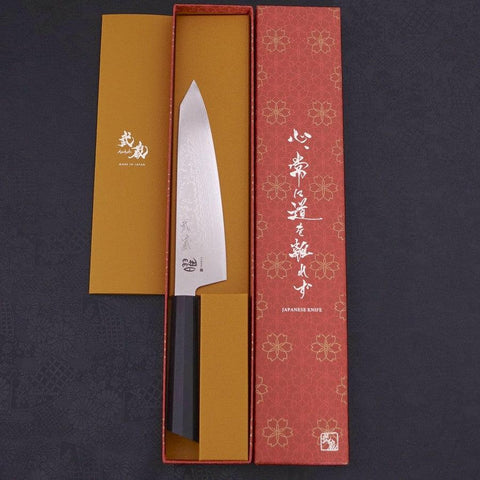 Kiritsuke Gyuto VG-10 Damascus Ebony Handle 180mm-[Musashi]-[Japanese-Kitchen-Knives]
