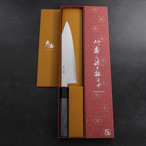 Kiritsuke Gyuto VG-10 Damascus Grey Cherry Handle 210mm-[Musashi]-[Japanese-Kitchen-Knives]