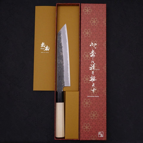 Kiritsuke Gyuto Acero Blanco #2 Kurouchi Mango de Búfalo y Magnolia 200mm