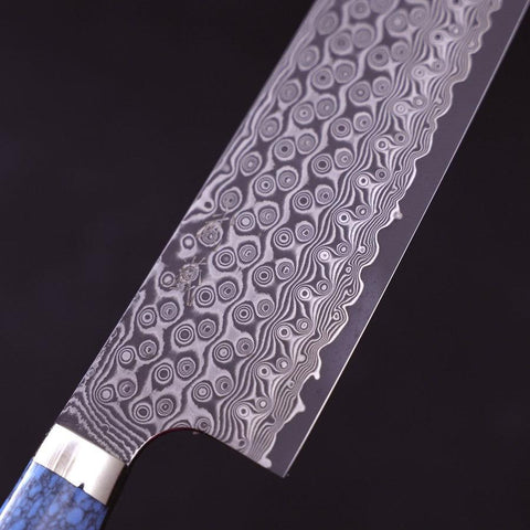 Kiritsuke Nakiri SG-2 Damascus Turquoise Blue Handle 170mm-[Musashi]-[Japanese-Kitchen-Knives]