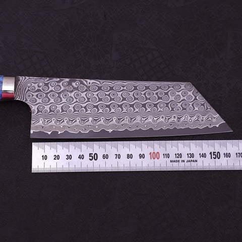 Kiritsuke Nakiri SG-2 Damascus Turquoise Blue Handle 170mm-[Musashi]-[Japanese-Kitchen-Knives]