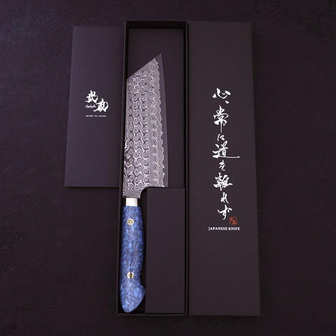 Kiritsuke Nakiri SG-2 Damascus Turquoise Blue Handle 170mm-[Musashi]-[Japanese-Kitchen-Knives]