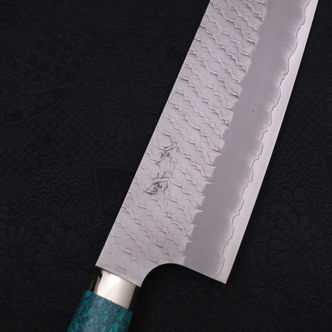 Kiritsuke Nakiri SG-2 Tsuchime Turquoise Green Handle 170mm-[Musashi]-[Japanese-Kitchen-Knives]