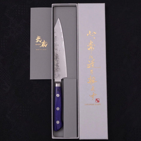 Kiritsuke Petty Blue Steel #2 Nashiji Stainless Clad Western Handle 140mm-[Musashi]-[Japanese-Kitchen-Knives]