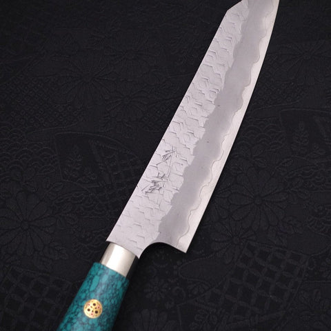 Kiritsuke Petty SG-2 Tsuchime Turquoise Green Handle 150mm-[Musashi]-[Japanese-Kitchen-Knives]