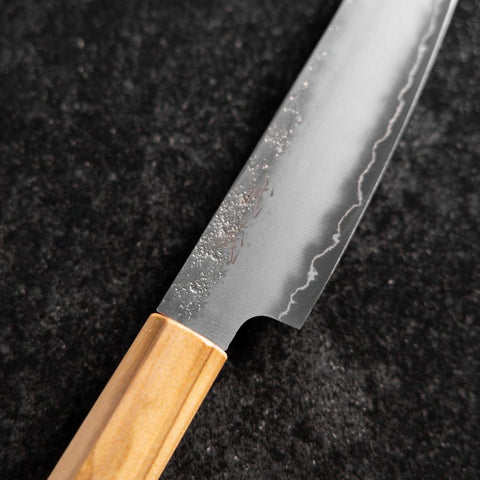 Kiritsuke Petty Silver Steel #3 Nashiji Olive Handle 110mm (4.3”)-[Musashi]-[Japanese-Kitchen-Knives]