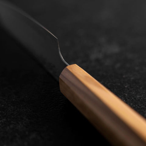 Kiritsuke Petty Silver Steel #3 Nashiji Olive Handle 110mm (4.3”)-[Musashi]-[Japanese-Kitchen-Knives]