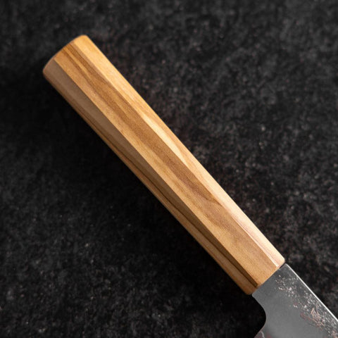 Kiritsuke Petty Silver Steel #3 Nashiji Olive Handle 110mm (4.3”)-[Musashi]-[Japanese-Kitchen-Knives]