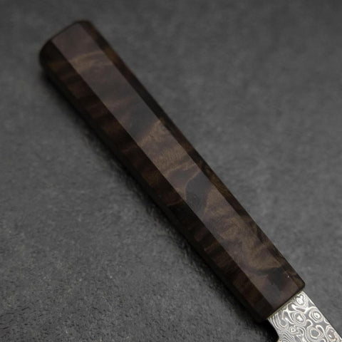 Kiritsuke Petty VG-10 Damascus Brown Birch Handle 135mm (5.3”)-[Musashi]-[Japanese-Kitchen-Knives]