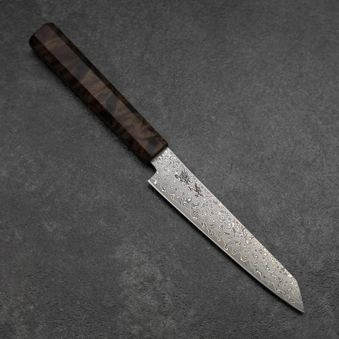 Kiritsuke Petty VG-10 Damascus Brown Birch Handle 135mm (5.3”)-[Musashi]-[Japanese-Kitchen-Knives]