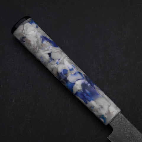 Kiritsuke Petty VG-10 Damascus Ocean Blue-White Mix Handle 130mm-[Musashi]-[Japanese-Kitchen-Knives]