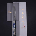 Kiritsuke Petty VG-10 Damascus Ocean Blue-White Mix Handle 130mm-[Musashi]-[Japanese-Kitchen-Knives]
