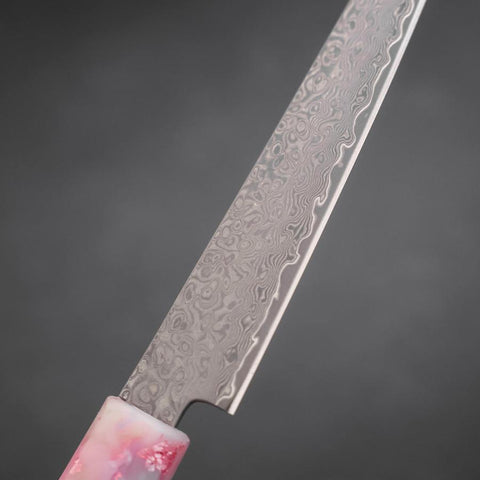Kiritsuke Petty VG-10 Damascus Ocean Sakura Rose Gold Handle 130mm (5.1”)-[Musashi]-[Japanese-Kitchen-Knives]