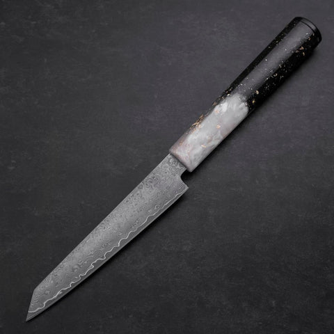 Kiritsuke Petty VG-10 Damascus Ocean White Black Gold Handle 130mm (5.1”)-[Musashi]-[Japanese-Kitchen-Knives]