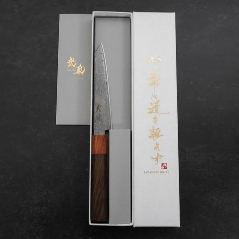 Kiritsuke Petty VG-10 Damascus Shitan Ebony Handle 130mm-[Musashi]-[Japanese-Kitchen-Knives]