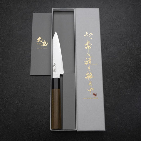 Kiritsuke Petty VG-10 Damascus Zelkova Handle 110mm-[Musashi]-[Japanese-Kitchen-Knives]