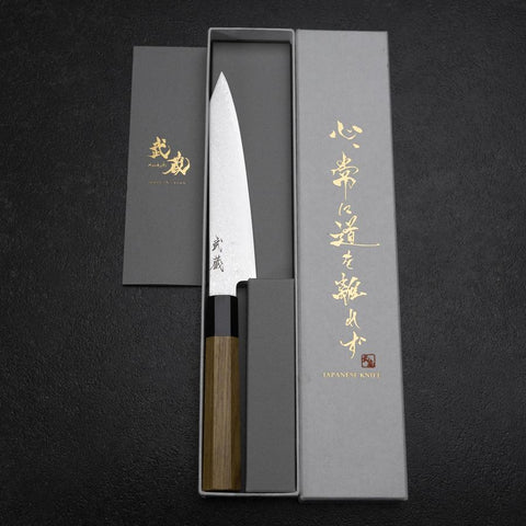 Kiritsuke Petty VG-10 Damascus Zelkova Handle 145mm-[Musashi]-[Japanese-Kitchen-Knives]