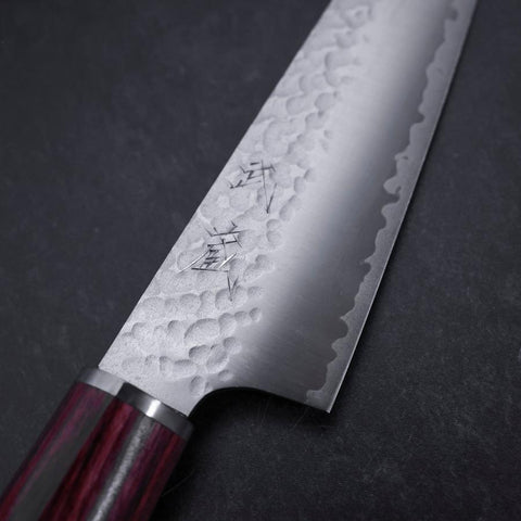Kiritsuke Petty VG-10 Tsuchime Oval Red Handle 150mm (5.9”)-[Musashi]-[Japanese-Kitchen-Knives]