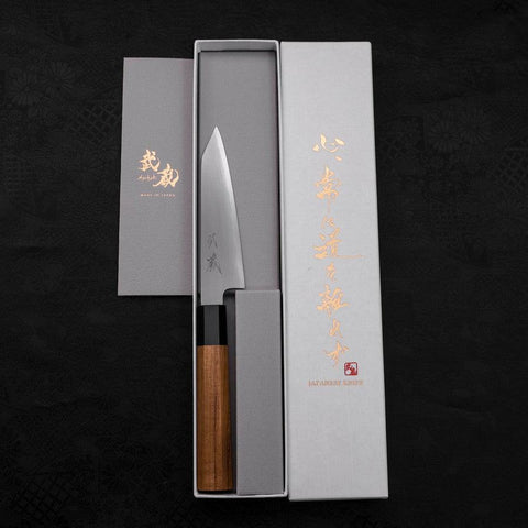 Kiritsuke Petty White Steel #2 Kasumi Buffalo Teak Handle 120mm-[Musashi]-[Japanese-Kitchen-Knives]