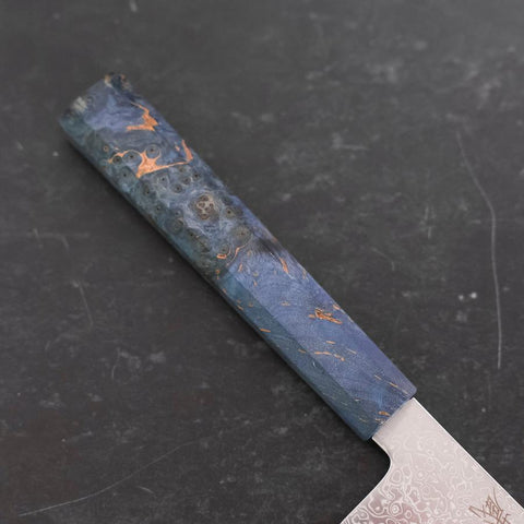 Kiritsuke SG-2 Wave Nickel Damascus Blue Maple Handle 210mm-[Musashi]-[Japanese-Kitchen-Knives]