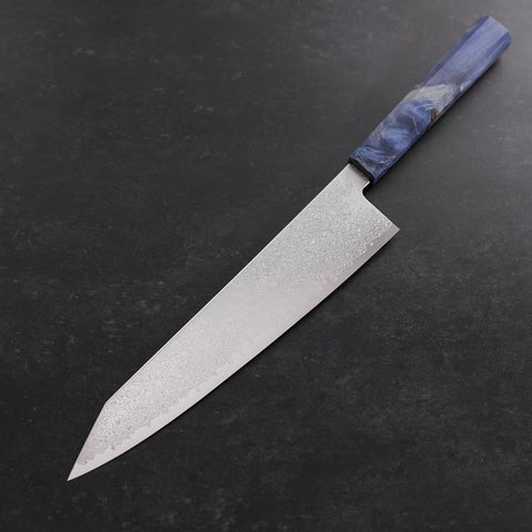 Kiritsuke SG-2 Wave Nickel Damascus Blue Maple Handle 240mm-[Musashi]-[Japanese-Kitchen-Knives]