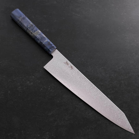 Kiritsuke SG-2 Wave Nickel Damascus Blue Maple Handle 240mm-[Musashi]-[Japanese-Kitchen-Knives]