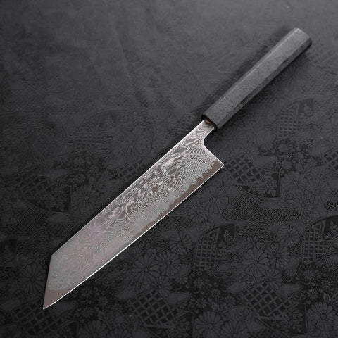 Kiritsuke SLD Wave Nickel Damascus Black Ishime Urushi Handle 210mm-[Musashi]-[Japanese-Kitchen-Knives]